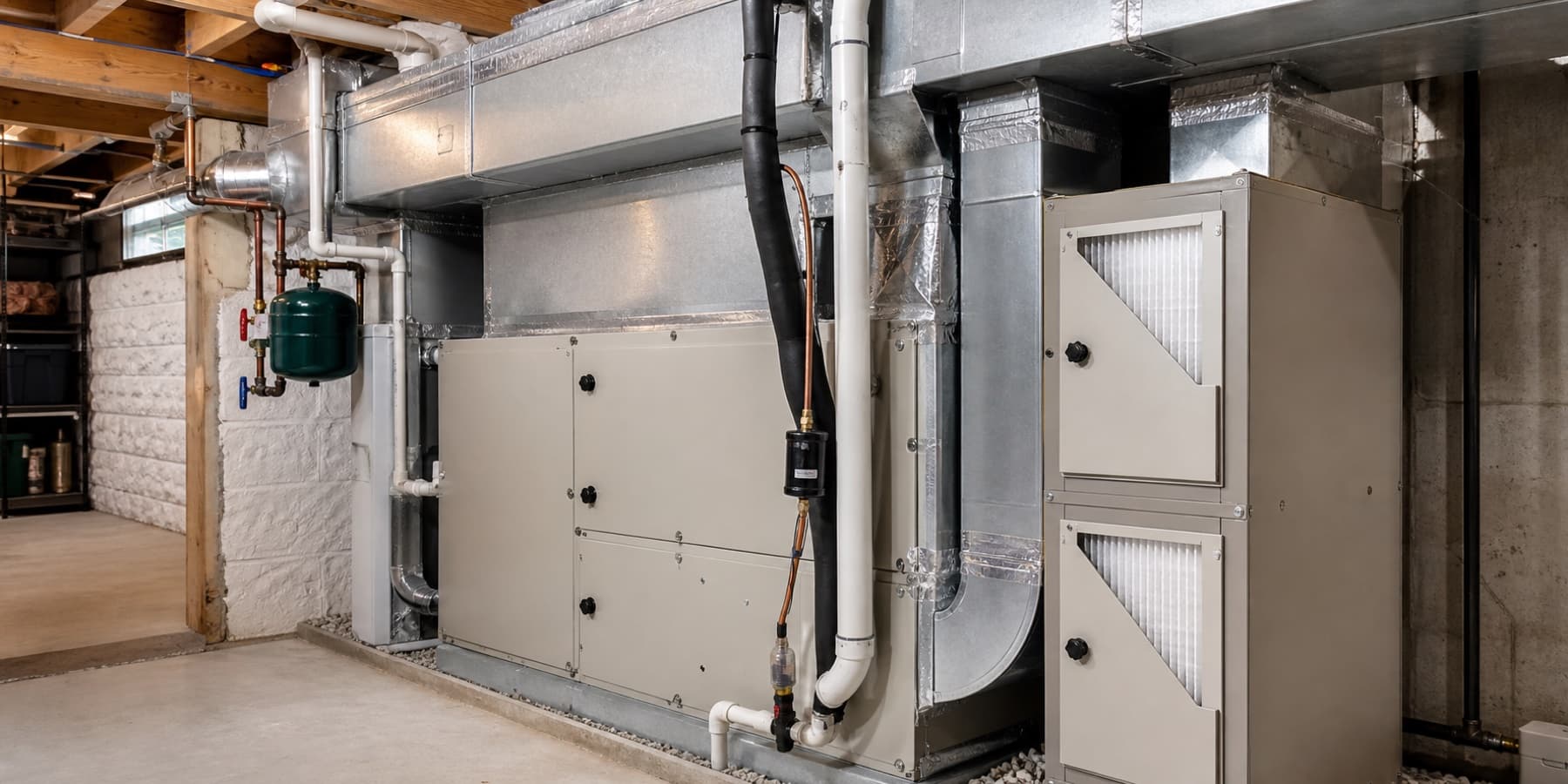 Representative residential heat-pump air handler and improved ductwork installation
