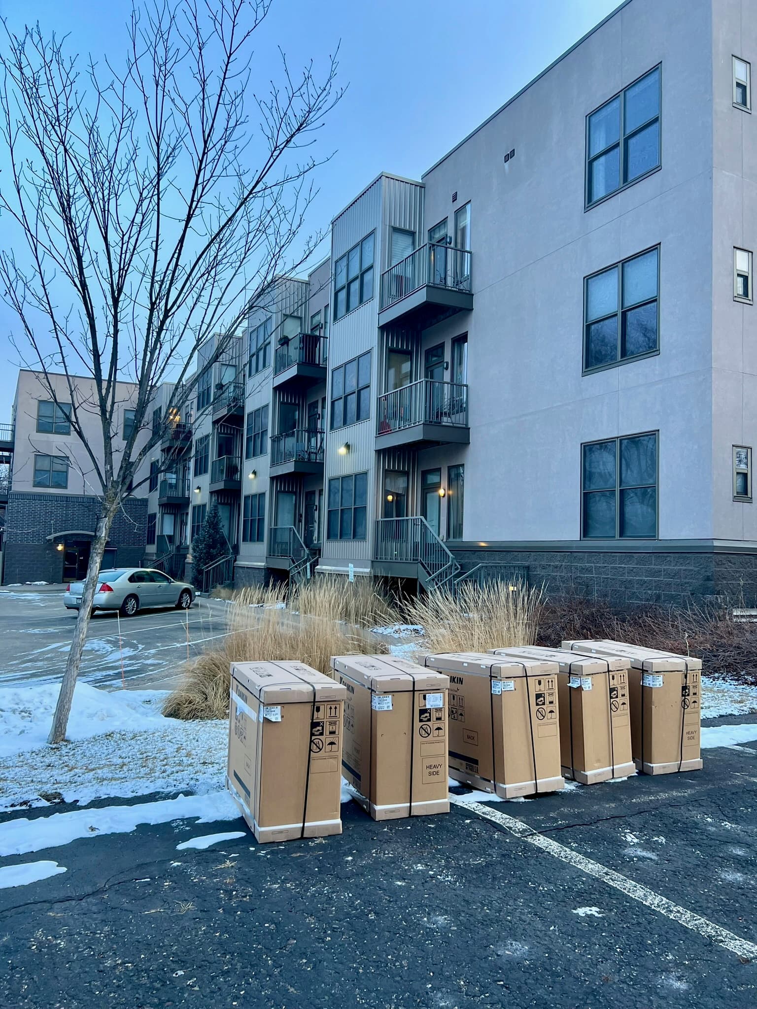 Coordinated heat pump installations at a Minnesota townhome community